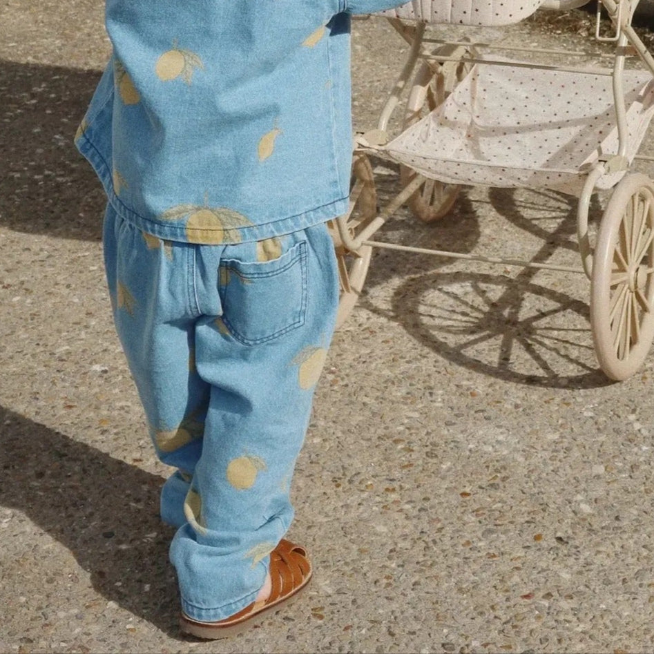 Magot Lemon Print Cotton Denim Pants